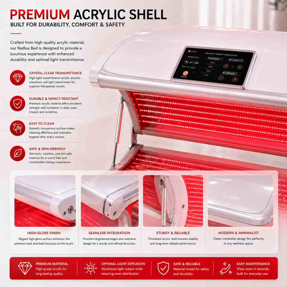 Tecnotu RedLux Full Body Red Light Therapy Bed 28512 LED PBM Device