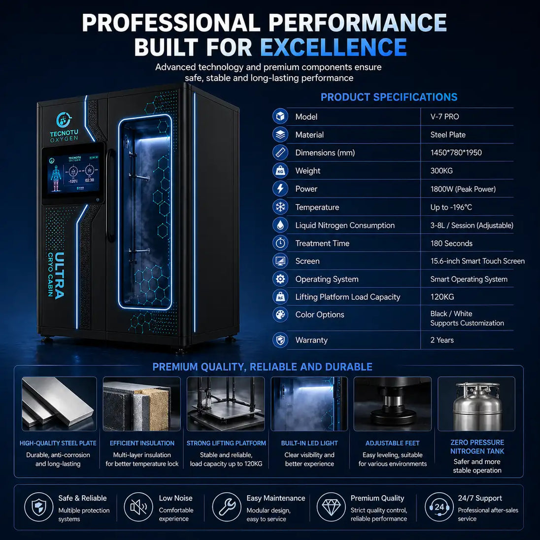 Tecnotu V-7 Pro Commercial Whole Body Cryotherapy Chamber Cryosauna