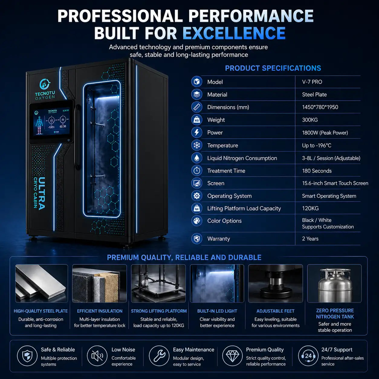 Tecnotu V-7 Pro Commercial Whole Body Cryotherapy Chamber Cryosauna