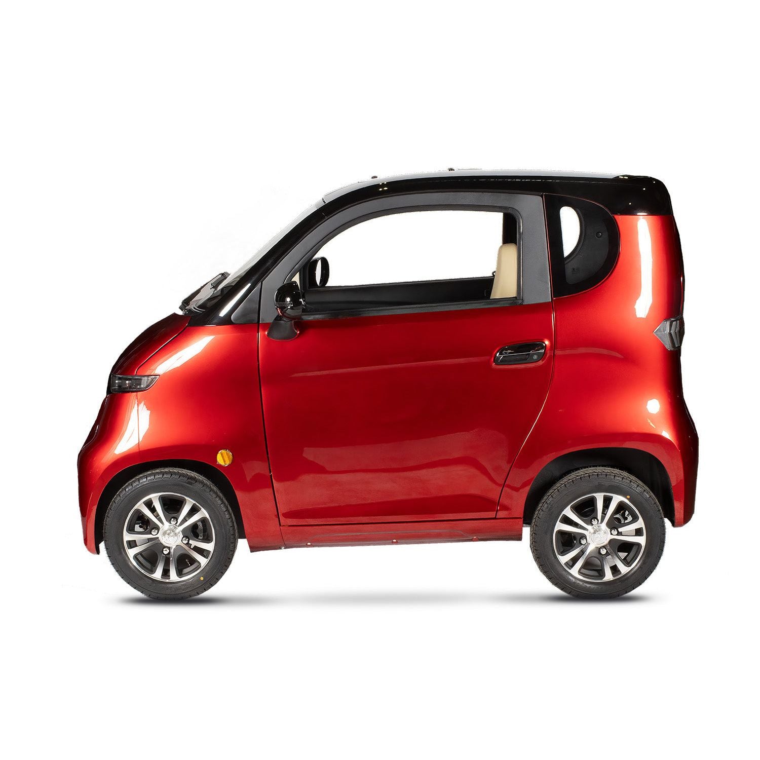 Side view enclosed mobility scooter