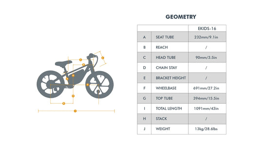 EUNORAU eKids16 24V 180W Kids Balance eBike 3 Speeds Ages 5 Plus