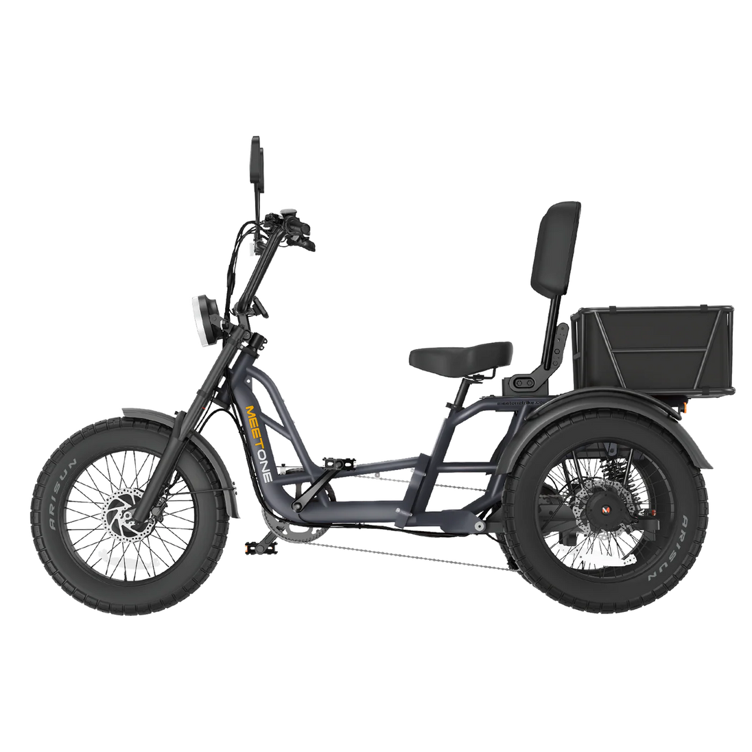 Meet One Tour 2.0 dual motor electric trike in semi-recumbent