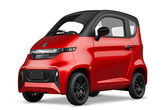 Red enclosed cabin mobility scooter